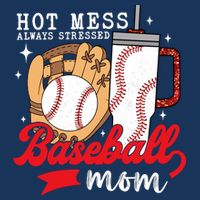Hot Mess Always Stressed Baseball Mom Drawstring Bag