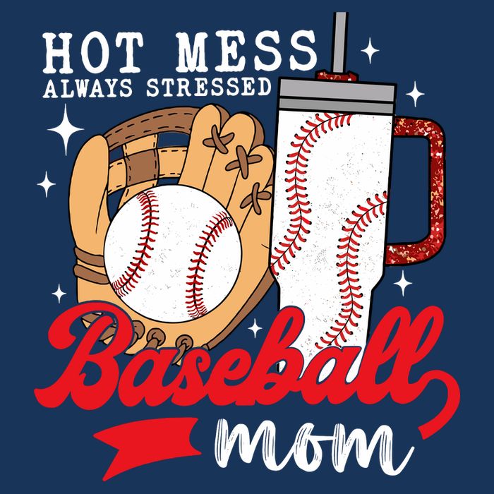 Hot Mess Always Stressed Baseball Mom Drawstring Bag