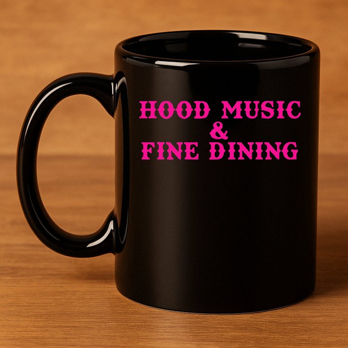 Hood Music And Fine Dining Pink Apparel 11oz C Handle Ceramic Mug