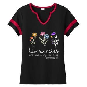 his mercies are new every morning Bible verse Quotes Ladies Halftime Notch Neck Tee