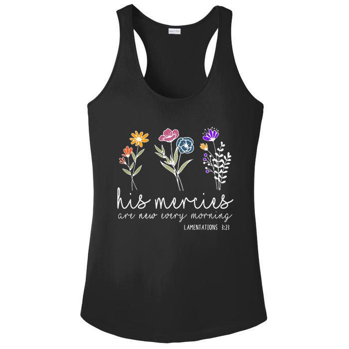 his mercies are new every morning Bible verse Quotes Ladies PosiCharge Competitor Racerback Tank