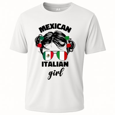 Half Mexican And Italian Mexico Italy Flag Girl Cooling Performance Crew T-Shirt