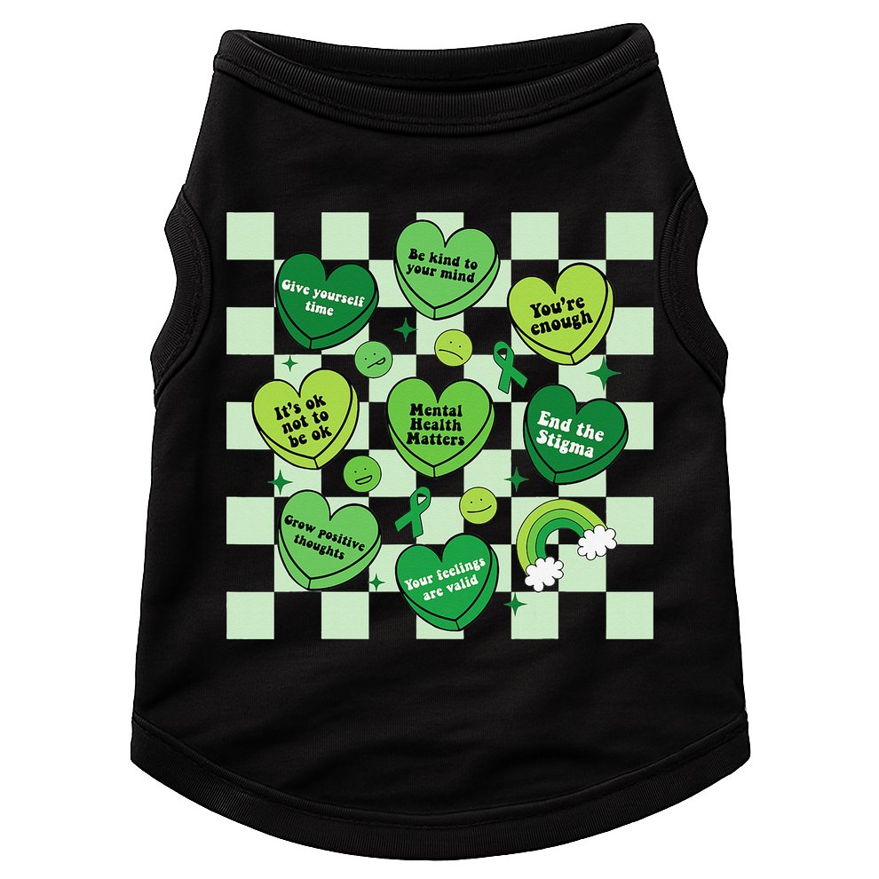 Health Matters Awareness Heart Green Ribbon Mental Doggie Tank