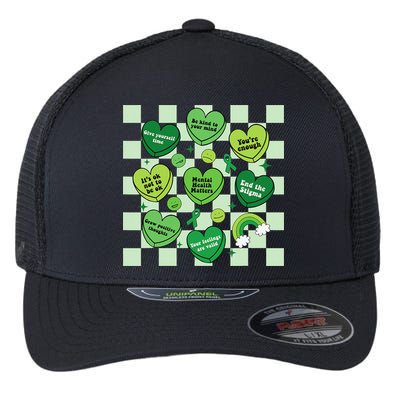 Health Matters Awareness Heart Green Ribbon Mental Flexfit Unipanel Trucker Cap