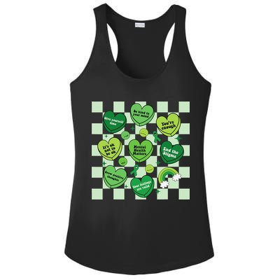 Health Matters Awareness Heart Green Ribbon Mental Ladies PosiCharge Competitor Racerback Tank
