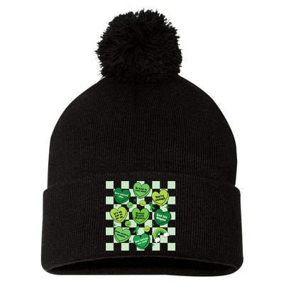 Health Matters Awareness Heart Green Ribbon Mental Pom Pom 12in Knit Beanie