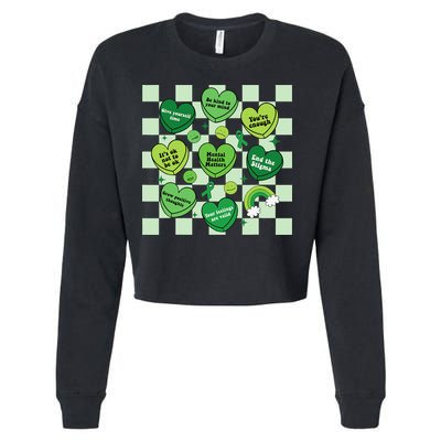 Health Matters Awareness Heart Green Ribbon Mental Cropped Pullover Crew