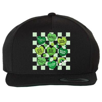 Health Matters Awareness Heart Green Ribbon Mental Wool Snapback Cap