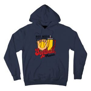 Hot Mess Always Stressed Softball Mama Tall Hoodie