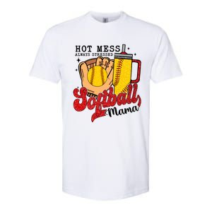 Hot Mess Always Stressed Softball Mama Softstyle CVC T-Shirt