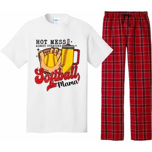 Hot Mess Always Stressed Softball Mama Pajama Set