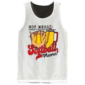 Hot Mess Always Stressed Softball Mama Mesh Reversible Basketball Jersey Tank