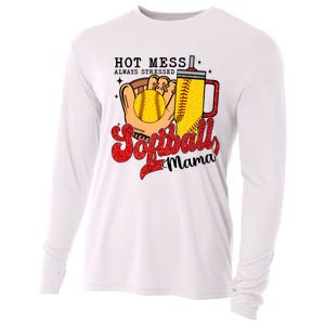 Hot Mess Always Stressed Softball Mama Cooling Performance Long Sleeve Crew