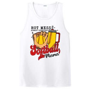 Hot Mess Always Stressed Softball Mama PosiCharge Competitor Tank