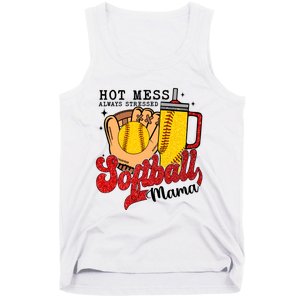 Hot Mess Always Stressed Softball Mama Tank Top