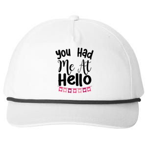 Had Me At Hello Hugs N Kisses We Need Love Valentines Day Funny Gift Snapback Five-Panel Rope Hat