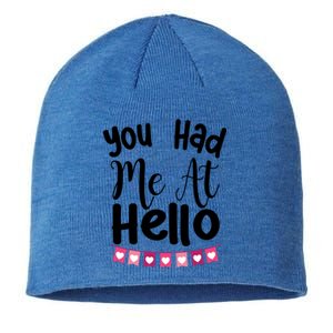 Had Me At Hello Hugs N Kisses We Need Love Valentines Day Funny Gift Sustainable Beanie