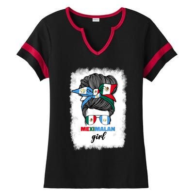 Half Mexican And Guatemalan Mexico Guatemala Flag Girl Ladies Halftime Notch Neck Tee