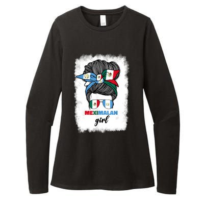 Half Mexican And Guatemalan Mexico Guatemala Flag Girl Womens CVC Long Sleeve Shirt