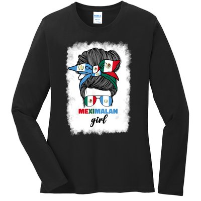 Half Mexican And Guatemalan Mexico Guatemala Flag Girl Ladies Long Sleeve Shirt