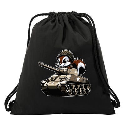 Humorous Military Animal Veteran Squirrel Drawstring Bag