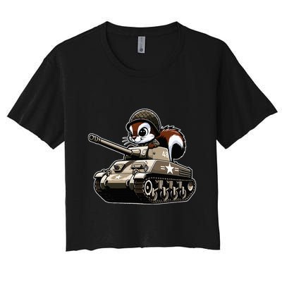 Humorous Military Animal Veteran Squirrel Crop Top