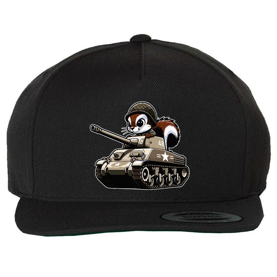 Humorous Military Animal Veteran Squirrel Wool Snapback Cap