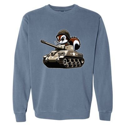 Humorous Military Animal Veteran Squirrel Garment-Dyed Sweatshirt