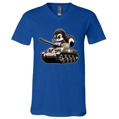 Humorous Military Animal Veteran Squirrel V-Neck T-Shirt