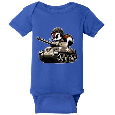 Humorous Military Animal Veteran Squirrel Baby Bodysuit