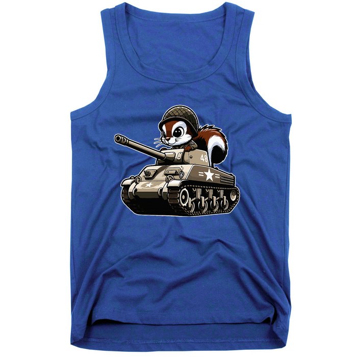 Humorous Military Animal Veteran Squirrel Tank Top