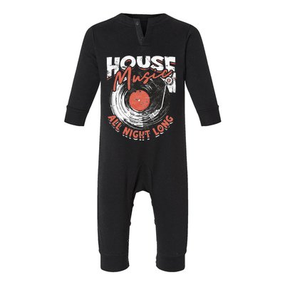 House Music All Night Long Dj Infant Fleece One Piece