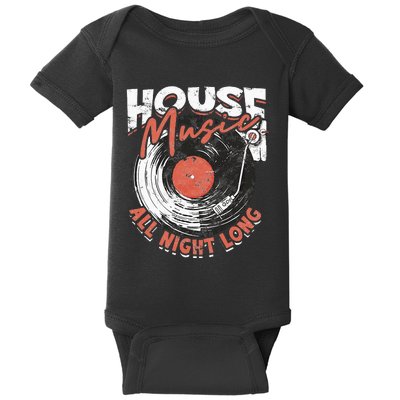 House Music All Night Long Dj Baby Bodysuit