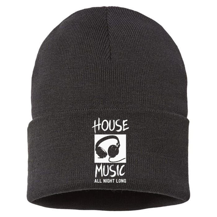 House Music All Night Long DJ Sustainable Knit Beanie