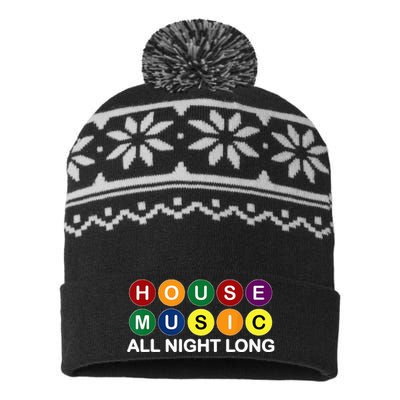 House Music All Night Long EDM DJ USA-Made Snowflake Beanie