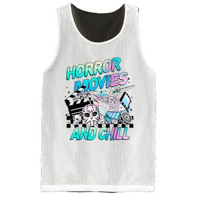 Horror Movies And Chill Retro Halloween Mesh Reversible Basketball Jersey Tank