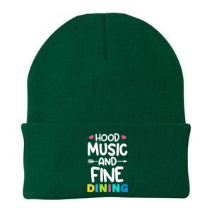 Hood Music And Fine Dining Music Lover Couple Matching Quote Knit Cap Winter Beanie