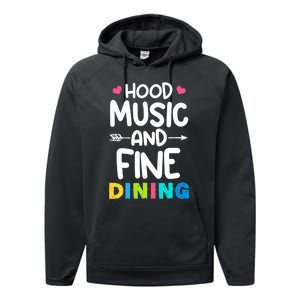 Hood Music And Fine Dining Music Lover Couple Matching Quote Performance Fleece Hoodie