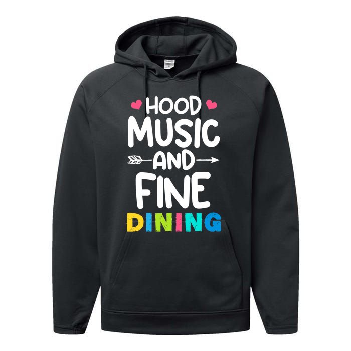 Hood Music And Fine Dining Music Lover Couple Matching Quote Performance Fleece Hoodie