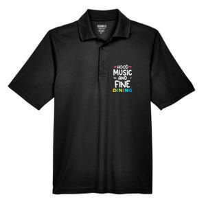 Hood Music And Fine Dining Music Lover Couple Matching Quote Men's Origin Performance Pique Polo