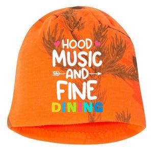 Hood Music And Fine Dining Music Lover Couple Matching Quote Kati - Camo Knit Beanie