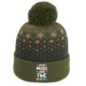 Hood Music And Fine Dining Music Lover Couple Matching Quote The Baniff Cuffed Pom Beanie