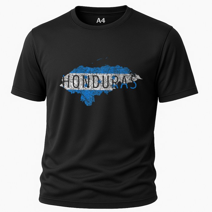 Honduran Map And Flag Souvenir Distressed Honduras Cooling Performance Crew T-Shirt