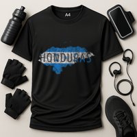 Honduran Map And Flag Souvenir Distressed Honduras Cooling Performance Crew T-Shirt