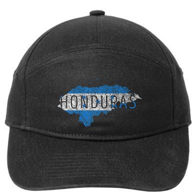 Honduran Map And Flag Souvenir Distressed Honduras 7-Panel Snapback Hat