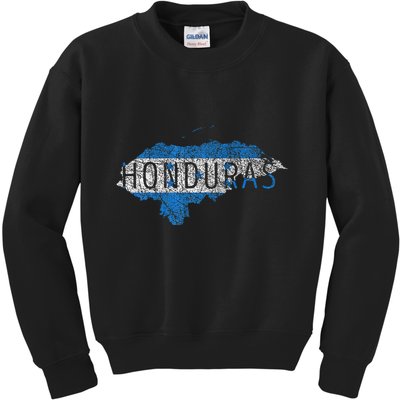 Honduran Map And Flag Souvenir Distressed Honduras Kids Sweatshirt