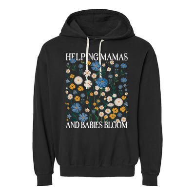 Helping Mamas And Babies Bloom Wildflowers Floral Boho Garment-Dyed Fleece Hoodie