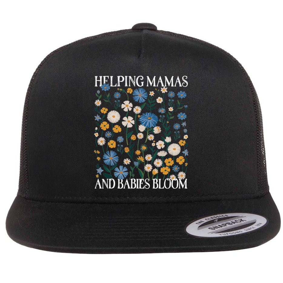 Helping Mamas And Babies Bloom Wildflowers Floral Boho Flat Bill Trucker Hat