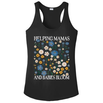 Helping Mamas And Babies Bloom Wildflowers Floral Boho Ladies PosiCharge Competitor Racerback Tank