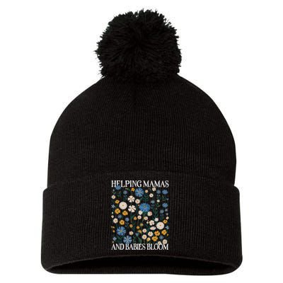 Helping Mamas And Babies Bloom Wildflowers Floral Boho Pom Pom 12in Knit Beanie